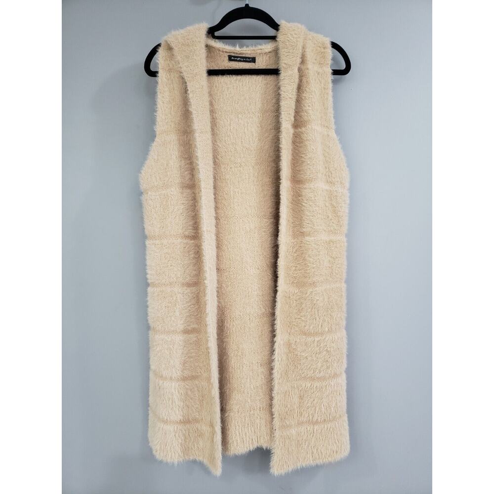 Do Everything In Love Open Front Cardigan Duster Vest Long Faux Fur HOODED